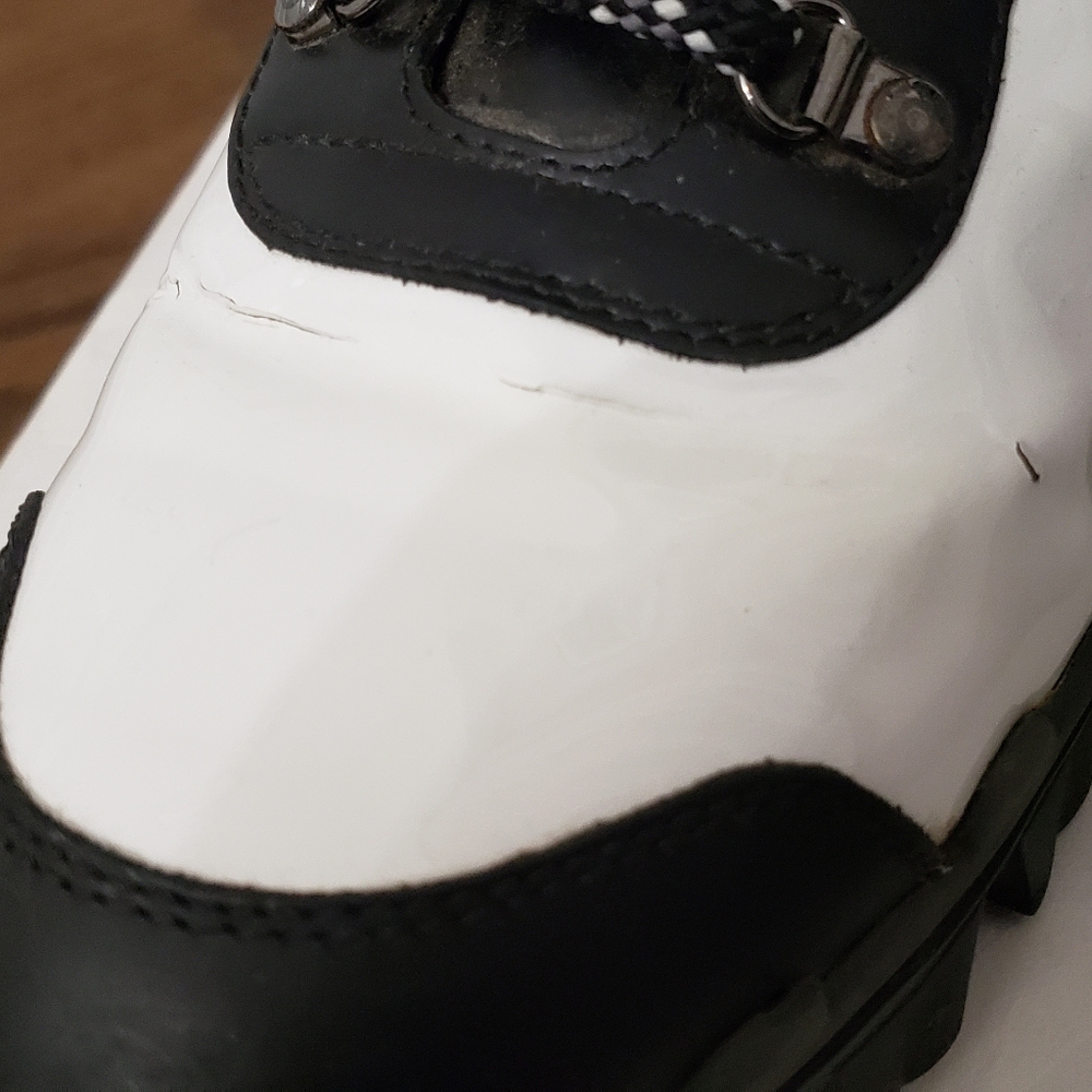 Moncler Helis White Black Leather Snow Hiking Boots Size 38.5 - Picture 14 of 15